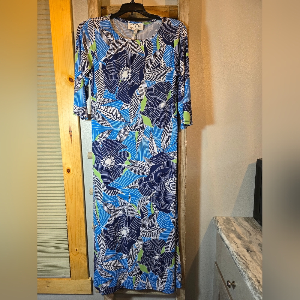 THE Look Blue Floral Women's Dress PS NWT